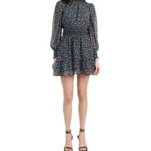 En Saison Embroidered Mock Neck Top Women's Large Alicia Dress Long Sleeve